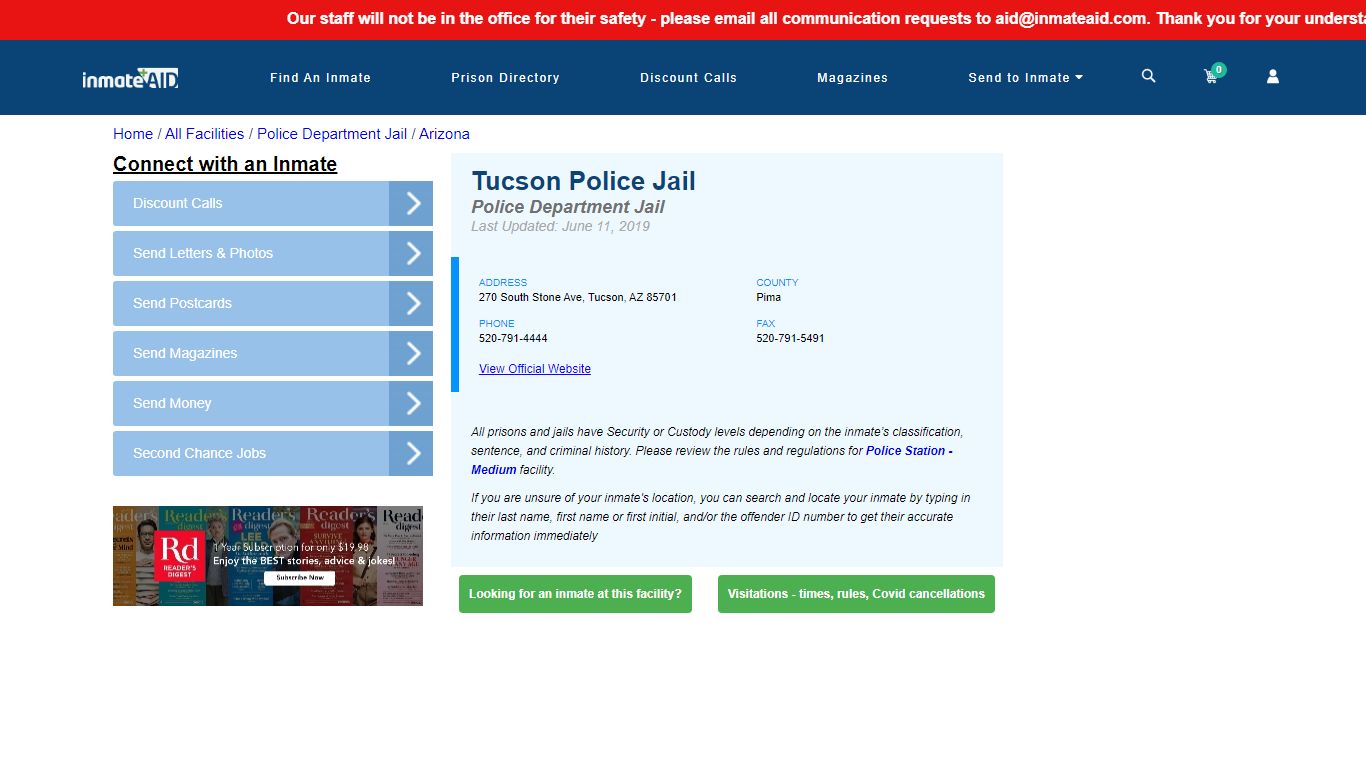 Tucson Police Jail & Inmate Search - Tucson, AZ